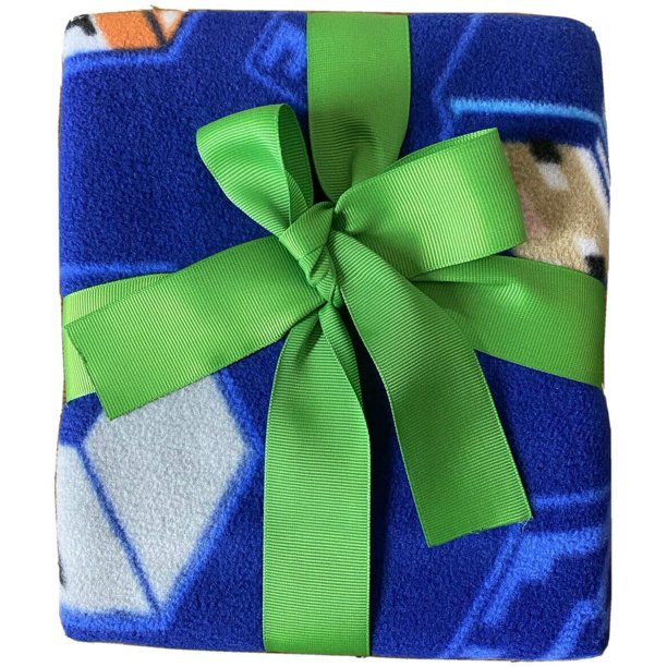 Mojang Minecraft Blue Plush Blanket 40" x 50" Fleece Throw Soft & Cozy