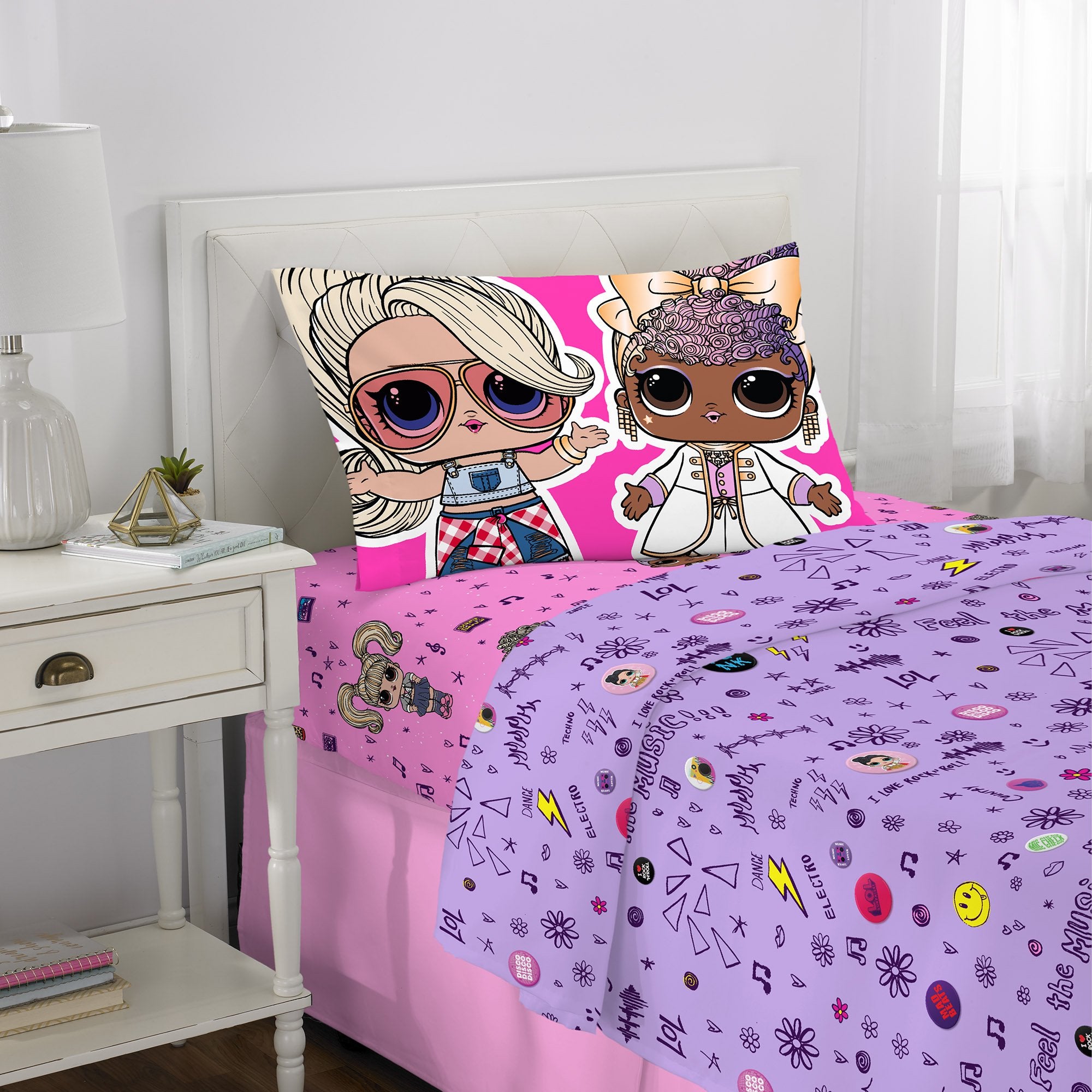 LOL Surprise Kids Twin Sheet Set Purple and Pink MGA Realmdrop Shop