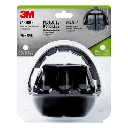 3M Lawn & Garden Folding Earmuff, 90563-LG3DC, Black