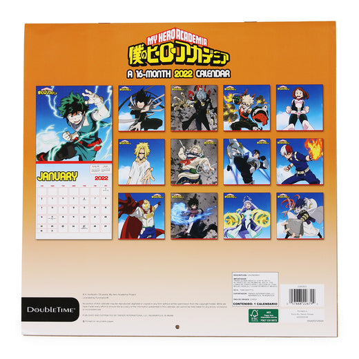 my hero academia™ 16-month 2022 wall calendar