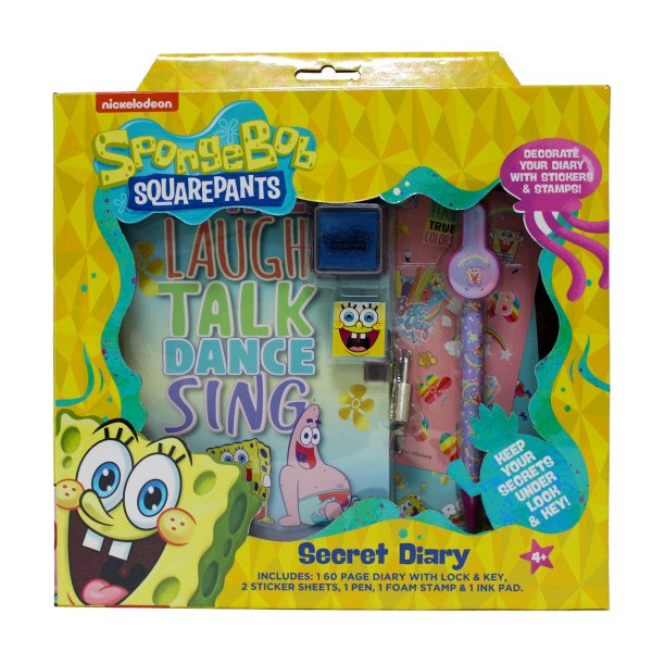 Inkology 6-Piece Diary Sets, SpongeBob Squarepants, 120 Pages (60 Sheets), Pack Of 6 Sets