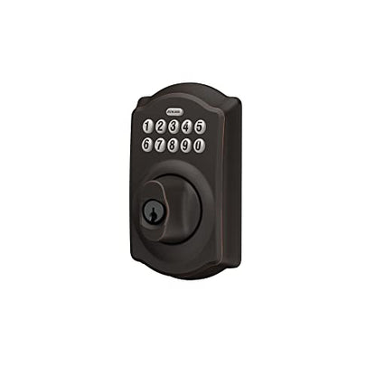 Schlage BE365 V CAM 716 Camelot Keypad Deadbolt Electronic Keyless Entry Lock, Aged Bronze