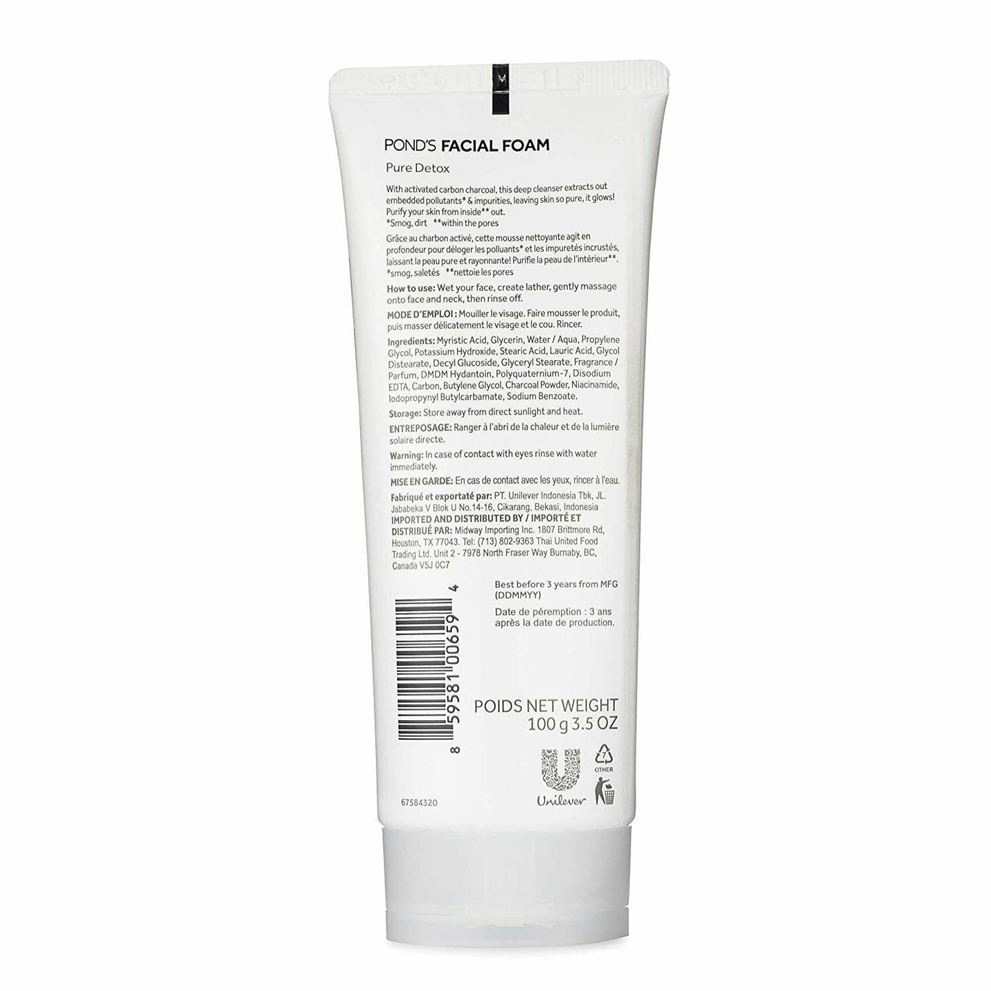 Ponds Pure White Deep Cleanser Facial Wash. Skin Exfoliator and Cleanser with Activated Carbon/Charcoal. 3.5 Fl Oz.