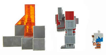 Minecraft Dungeons Mini Battle Box, with Exclusive Redstone Monstrosity, Valorie Character and Lava Set Piece, Action and Adventure Toy Based on Video Game, Gift for Kids Age 6 and Older