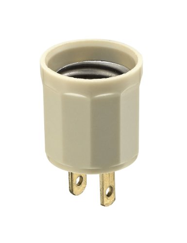 Leviton 61-I Non-Grounded Lamp Holder Adapter, 660 W, 125 Vac, Medium Base, Ivory