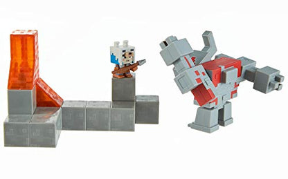 Minecraft Dungeons Mini Battle Box, with Exclusive Redstone Monstrosity, Valorie Character and Lava Set Piece, Action and Adventure Toy Based on Video Game, Gift for Kids Age 6 and Older