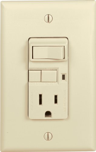 EATON Wiring VGFS15A-M-L 15-Amp Specification Grade Combination GFCI Receptacle and Switch, Almond