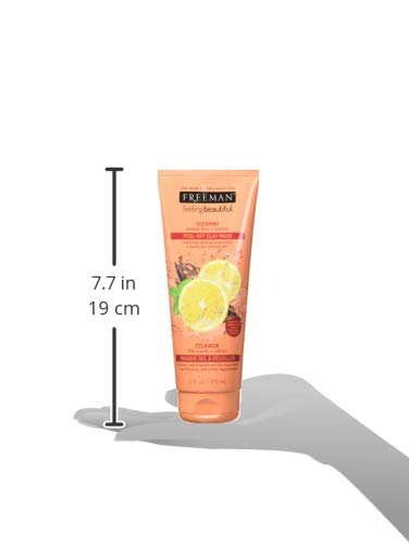 FREEMAN Clearing Sweet Tea & Lemon Peel-Off Clay Facial Mask, Antioxidant Rich Skincare Treatment, Protects Skin and Lightens Dark Spots, Face Mask Perfect For Combination Skin, 6 fl.oz./175 mL Tube