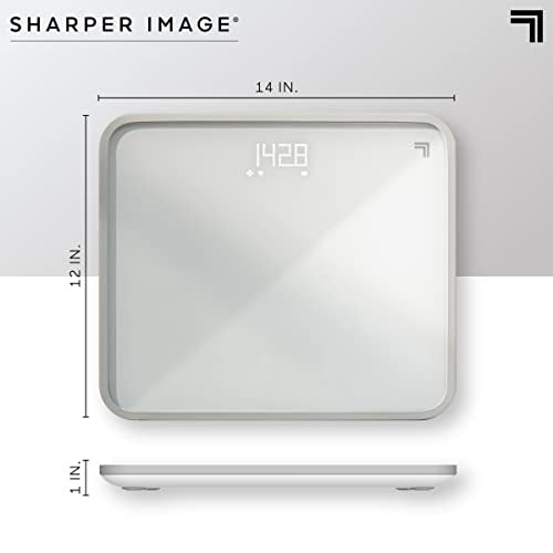 SHARPER IMAGE SPASTUDIO Digital WiFi Bathroom Scale, Oversized 12" x 14" Design, Companion App, Health & Fitness Tracker for Weight, Body Fat & BMI, Android & iOS Compatible, 8 User Health Profiles