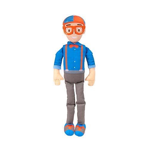 Blippi BLP0013 Bendable Plush Doll, 16” Tall Featuring SFX-Squeeze The Belly to Hear Classic catchphrases-Fun, Educational Toys for Babies, Toddlers, and Young Kids