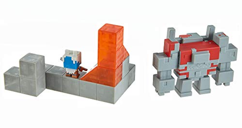 Minecraft Dungeons Mini Battle Box, with Exclusive Redstone Monstrosity, Valorie Character and Lava Set Piece, Action and Adventure Toy Based on Video Game, Gift for Kids Age 6 and Older