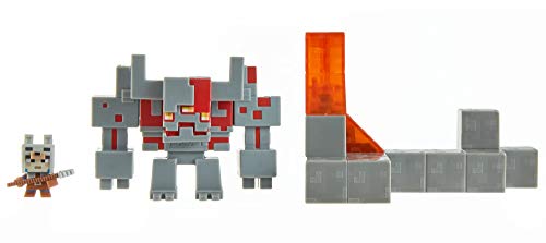 Minecraft Dungeons Mini Battle Box, with Exclusive Redstone Monstrosity, Valorie Character and Lava Set Piece, Action and Adventure Toy Based on Video Game, Gift for Kids Age 6 and Older