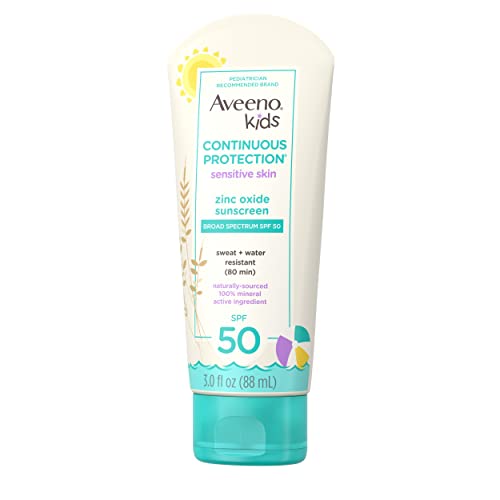 Aveeno Kids Continuous Protection Zinc Oxide Mineral Sunscreen Lotion for Children's Sensitive Skin