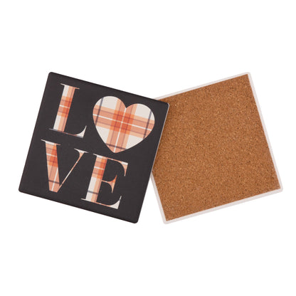 Way to Celebrate Square Drink Coasters, Ceramic, Love/Home ,4-Pack, Multi-Color