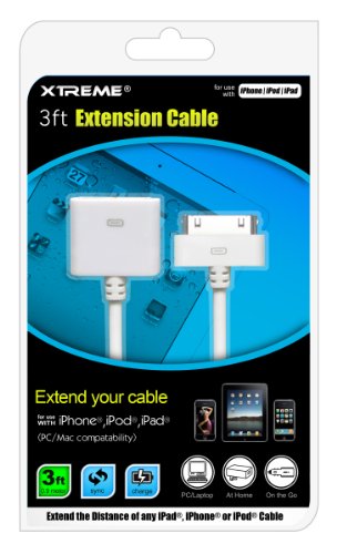 Xtreme 59993 Sync/Charge Extension - Data Cable - Retail Packaging - White