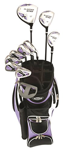 Woman's 15 Piece Right-Handed Golf Set - Nitro Woman's Blaster Golf Set Steel and Graphite with Bag and Rainhood - 13 years and up