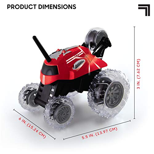 Sharper Image Thunder Tumbler Spinning Stunt Mini Truck RC Car with 5th Wheel, Red