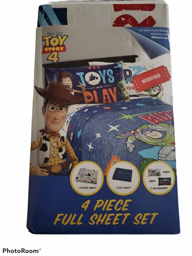 Toy Story Kids 4-Piece Full Sheet Set, 100% Polyester, Multi-color, Disney