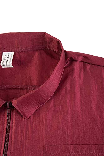 Betty Dain Nylon Barber Jacket, Short-Sleeves,  Burgundy, XL