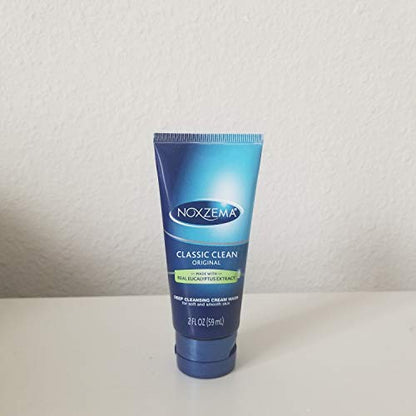 NOXZEMA classic clean original deep cleansing cream wash made with REAL EUCALYPTUS EXTRACT for soft and smooth skin. DERMATOLOGIST TESTED. 59 ml.