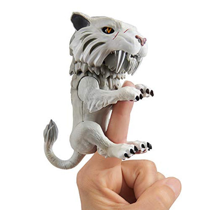 WowWee Untamed Sabre Tooth Tiger by Fingerlings – Silvertooth (Silver) – Interactive Collectible Toy