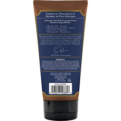 WAHL Shave Cream with Essential Oils for Grooming Sensitive Skin & Reducing Nicks, Cuts, & Razor Burn, Manuka, Meadowfoam Seed, Clove, & Moringa Oil – Model 805608