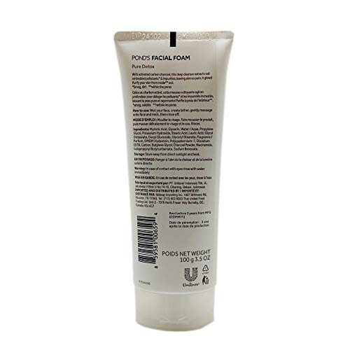 Ponds Pure White Deep Cleanser Facial Wash. Skin Exfoliator and Cleanser with Activated Carbon/Charcoal. 3.5 Fl Oz.