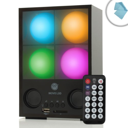 GOgroove MOVE L3D Multimedia Stereo Speaker System with LED Light up Mood Lamp Lights with Rechargeable Battery , Wireless Remote & Multiple Audio Input