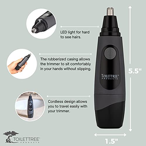 ToiletTree Products Water Resistant Nose and Ear Hair Trimmer with LED Light