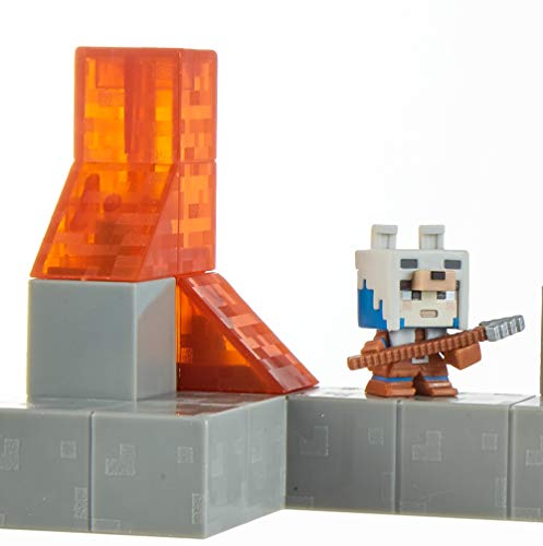 Minecraft Dungeons Mini Battle Box, with Exclusive Redstone Monstrosity, Valorie Character and Lava Set Piece, Action and Adventure Toy Based on Video Game, Gift for Kids Age 6 and Older