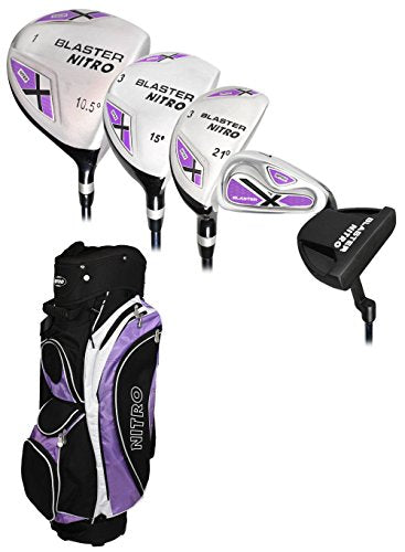 Woman's 15 Piece Right-Handed Golf Set - Nitro Woman's Blaster Golf Set Steel and Graphite with Bag and Rainhood - 13 years and up