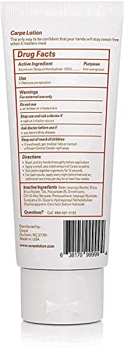 Carpe Antiperspirant Hand Lotion, A Dermatologist-Recommended,  Non-irritating for Hyperhidrosis 1 ea