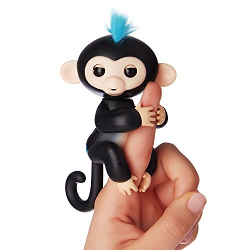 Fingerlings - Interactive Baby Monkey - Finn (Black with Blue Hair) By WowWee