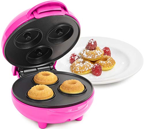 Nostalgia My Mini Lava & Bundt cake maker, compact size for dorm rooms or small kitchens, Make mini muffins (Pink)