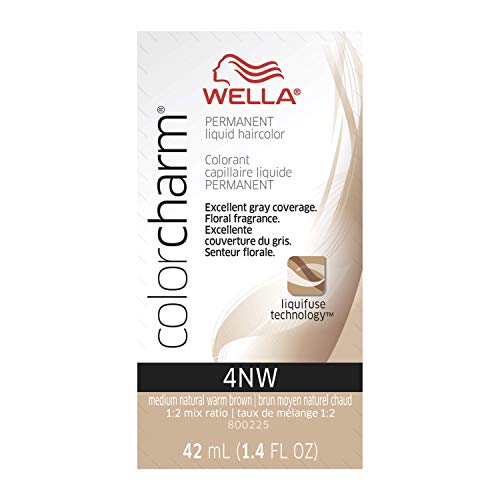 Wella Color Charm Permanent Liquid Hair Color for Gray Coverage 4NW Med Natural Warm Brown