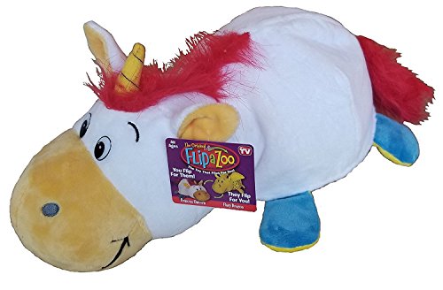 FlipaZoo - 16' Pillow with 2 Sides of Fun for Everyone - Each Huggable Character is Two Wonderful Collectibles in One (Princess Unicron /Flaxy Dragon)