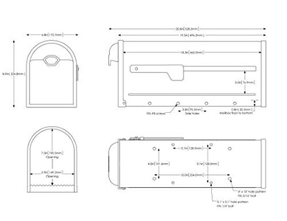 Architectural Mailboxes 8830B-10 Winston Nickel Flag Post Mount Mailbox, Medium, Black