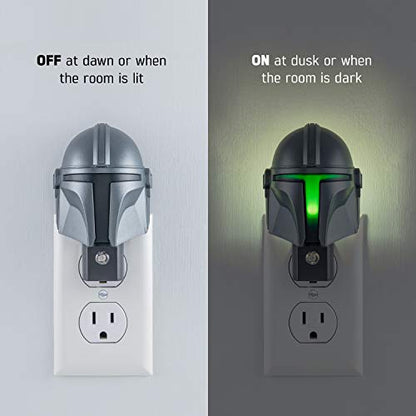 Star Wars The Mandalorian Helmet LED Night Light, Plug-in, Dusk to Dawn, UL-Listed, Ideal for Bedroom, Nursery, Bathroom, Office, 53232