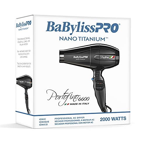 BaBylissPRO Nano Titanium Portofino Full-Size Dryer, Black BABNT6610 UPC: 074108222541