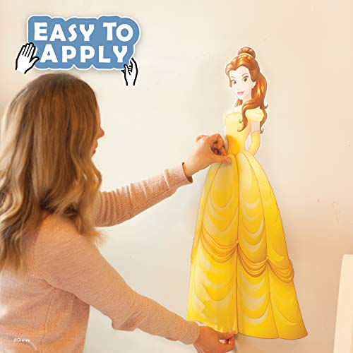 Disney Princess Wall Decals - Belle Beauty and The Beast Stickers Wall Decals with 3D Augmented Reality Interaction - Princess Wall Decals for Girls Bedroom - Measures 18" Wide and 30" Tall