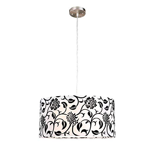 Portfolio 18-in W Brushed Nickel Pendant Light with Fabric Shade Item# 320643 Model#GYE7991A UPC#725916104238