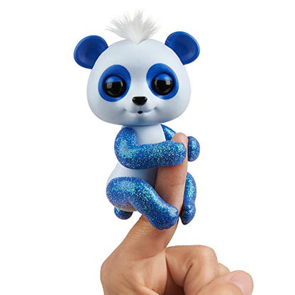 WowWee Fingerlings Glitter Panda - Archie (Blue) - Interactive Collectible Baby Pet