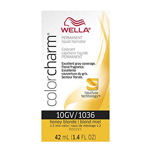 Wella Color Charm Permanent Liquid Hair Color for Gray Coverage Liquid 1036/10GV Honey Blonde