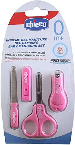 Chicco Child & Baby Manicure - Set Scissors Nail Filer & Clippers Pink- 0M