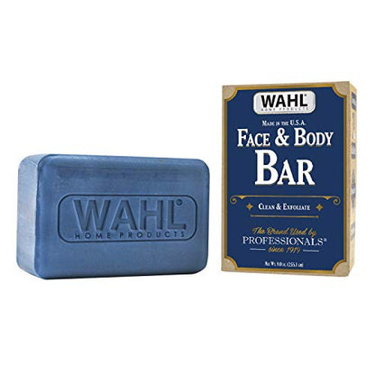 Wahl Exfoliating & Moisturizing Face & Body Soap Bar with a Rich, Soft Lather for Shaving, Showering & Facial Cleansing for Men - Model 805614