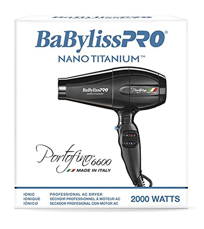 BaBylissPRO Nano Titanium Portofino Full-Size Dryer, Black BABNT6610 UPC: 074108222541