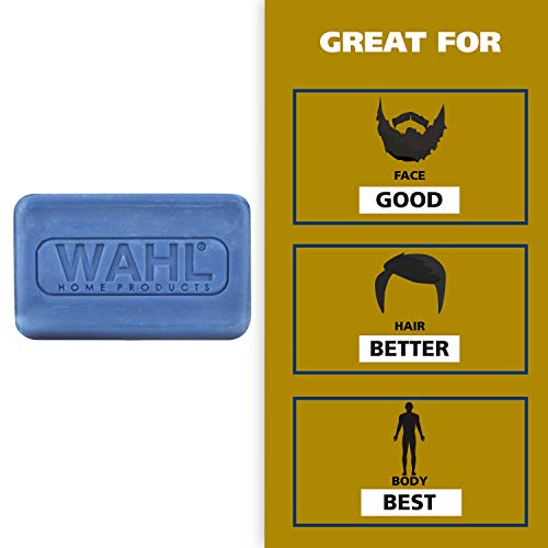 Wahl Exfoliating & Moisturizing Face & Body Soap Bar with a Rich, Soft Lather for Shaving, Showering & Facial Cleansing for Men - Model 805614