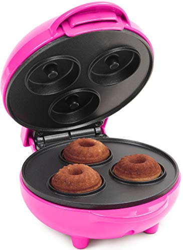 Nostalgia My Mini Lava & Bundt cake maker, compact size for dorm rooms or small kitchens, Make mini muffins (Pink)