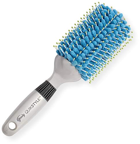 Goody 06087 Quik Style Half-Round Styler Brush with Absorbent Microfiber Bristles, Blue/Silver Color, Pack of 1