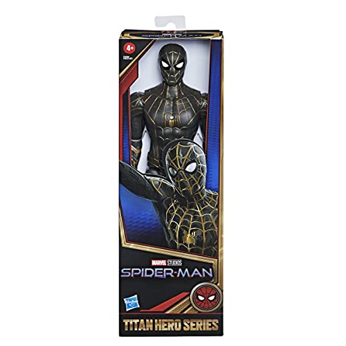 Spider-Man Marvel Titan Hero Series 12-Inch Black and Gold Suit Action Figure Toy, Inspired Movie, for Kids Ages 4 and Up